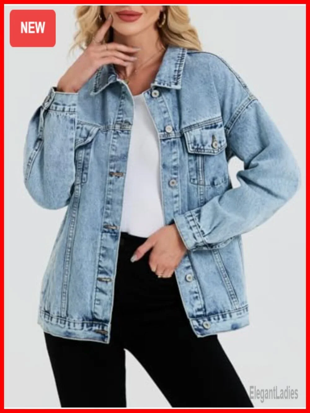 Oversized Denim Jacket Women Boyfriend Jean Jacket Trendy Loose Shacket Trucker